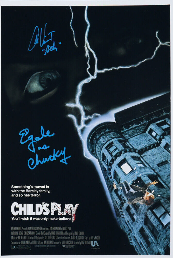 Child’s Play Signed Autographed 12x18 Alex Vincent & Ed Gale Andy CHUCKY + COA