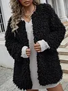 Fashion Solid Color Round-Neck Lamb Wool Coat