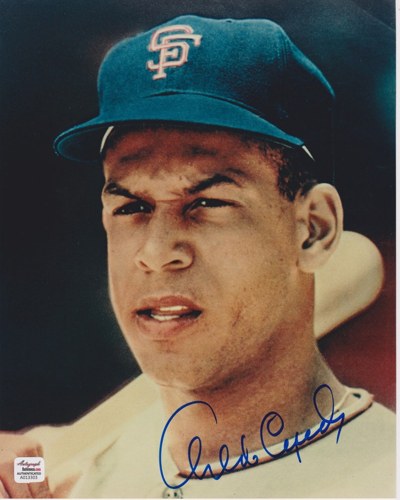 Orlando Cepeda Signed Autographed Glossy 8x10 Photo Poster painting San Francisco Giants - COA Matching Holograms