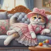 Cat Dress-11CT Stamped Cross Stitch 40*40cm tapestrymarket