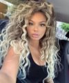 Ombre Ash Blonde Brown Curly Wig Long Wavy