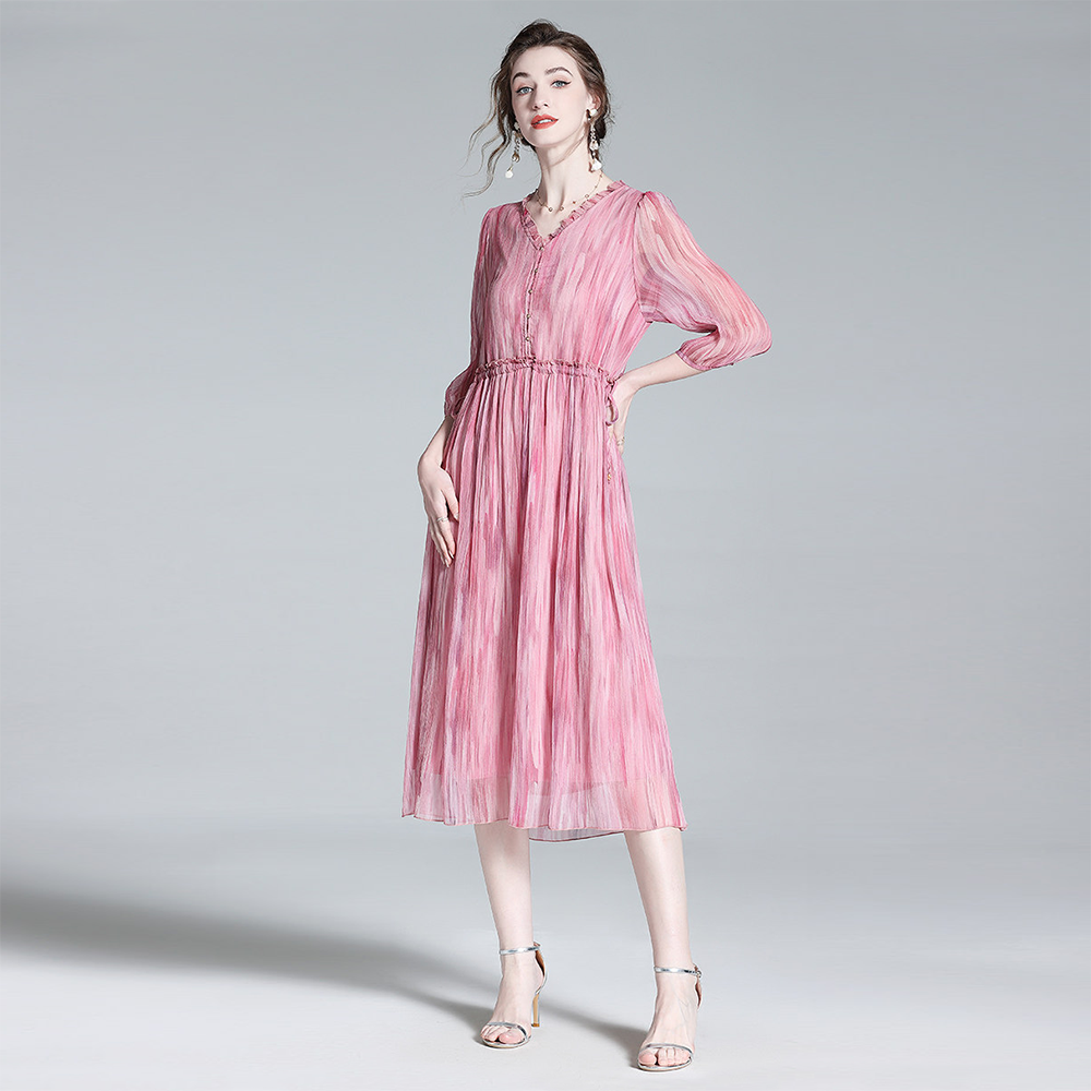 Silk Dress Adjustable Waist for Brunch REAL SILK LIFE