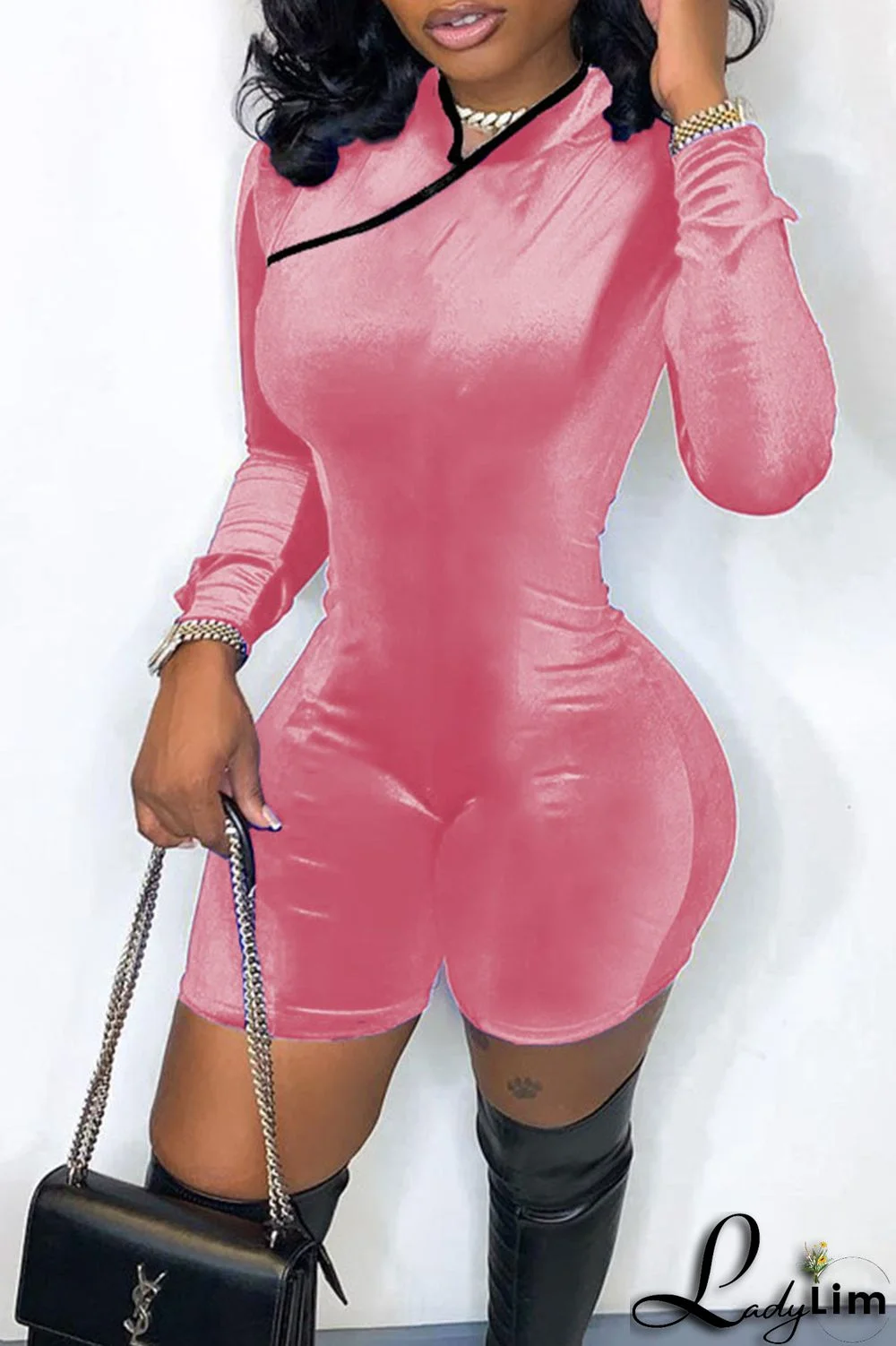 White Sexy Solid Patchwork Half A Turtleneck Regular Jumpsuits