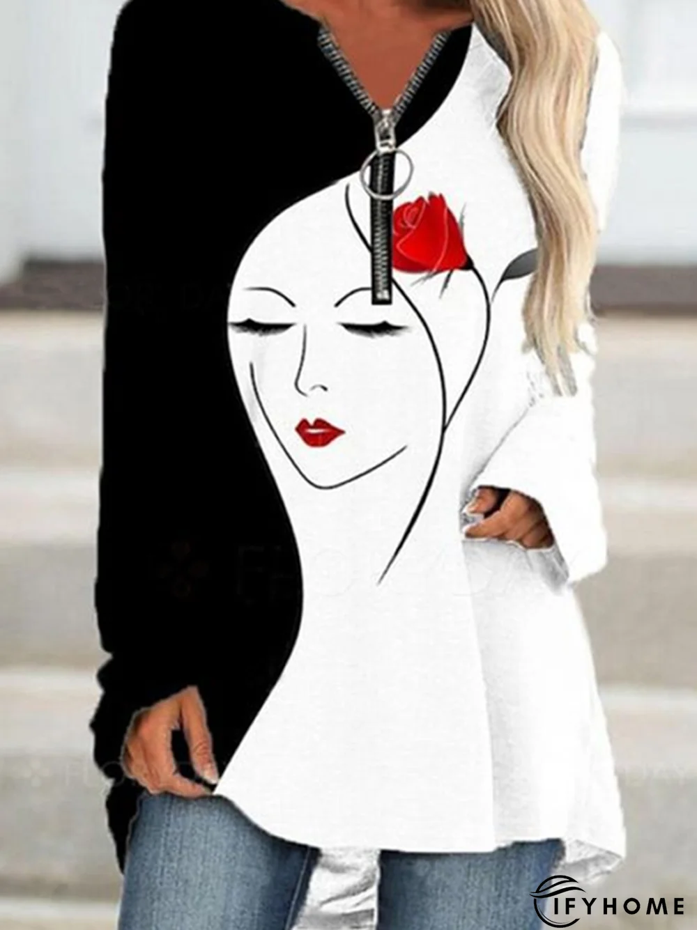 Printed Casual V Neck T-shirt | IFYHOME