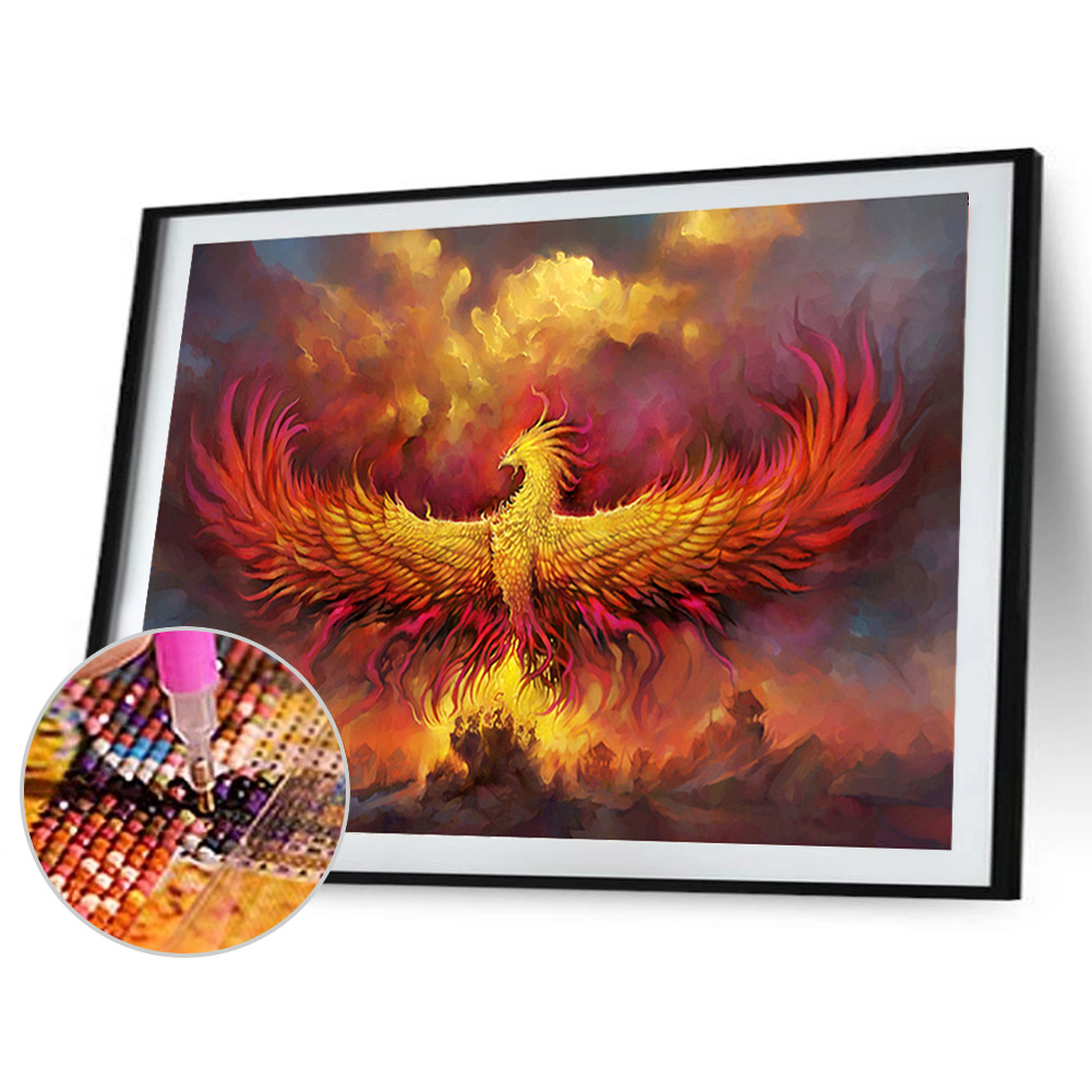 Fire Phoenix 40x30cm(canvas) full round drill diamond painting