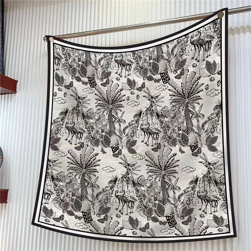 90cm * 90cm Hangzhou High Quality Twill Forged Large Square Scarf Fashion Printed Scarf Sunscreen Shawl Scarf