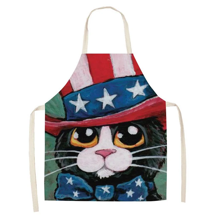 Waterproof Linen Kitchen Apron -American Independence Day