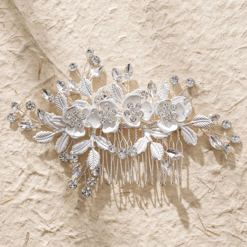 Elegant Bridal Women’s Flower Alloy Diamond Insert Comb