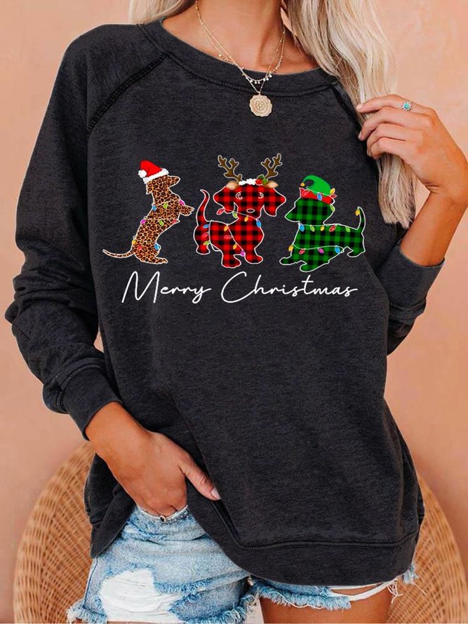 Women Funny Dog Christmas Loose Sweatshirts