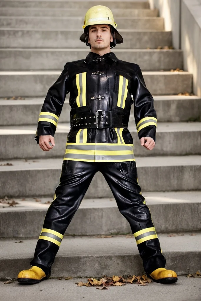 Man Latex coats Fire Fighter Uniform（KG29905)