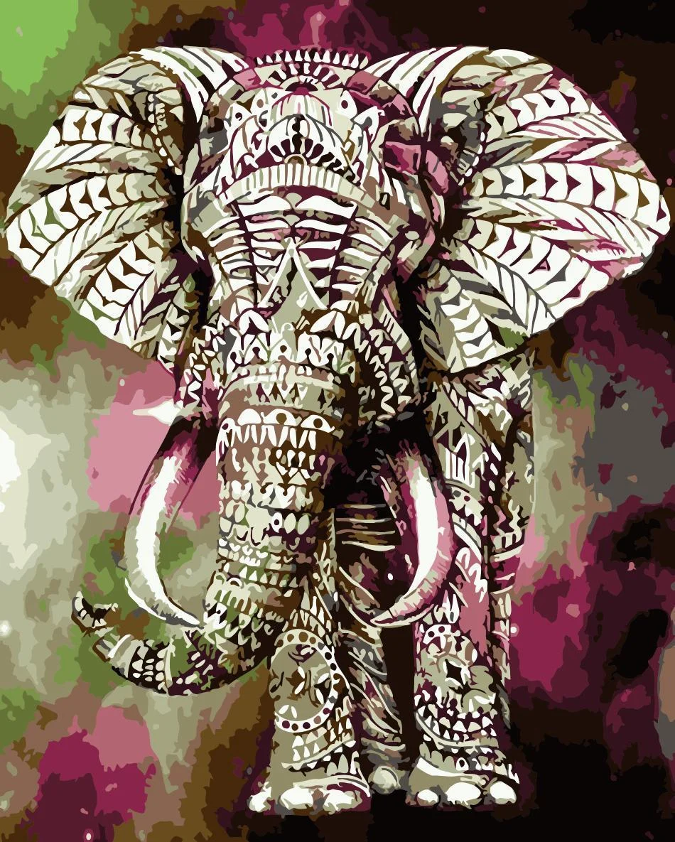 Animal Elephant Paint By Numbers Kits UK For Adult HQD1252