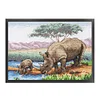 >SALE<Full Embroidery Eco-cotton Thread 11CT Printed Rhinoceros Cross Stitch 70x55cm