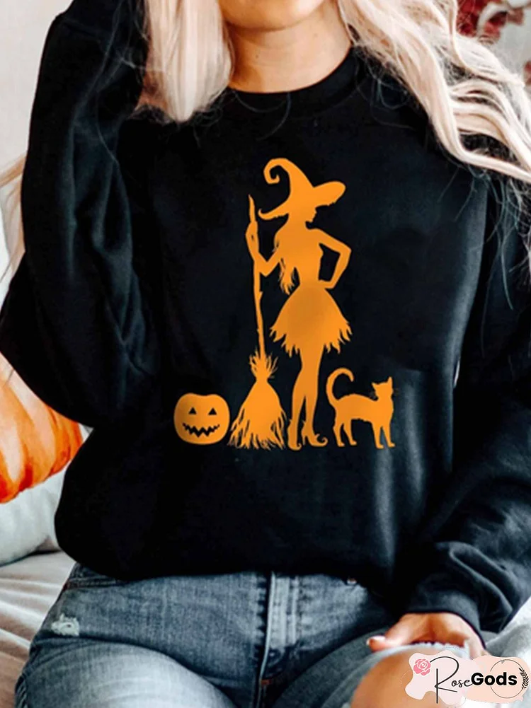 Crew Neck Halloween Casual Sweatshirts