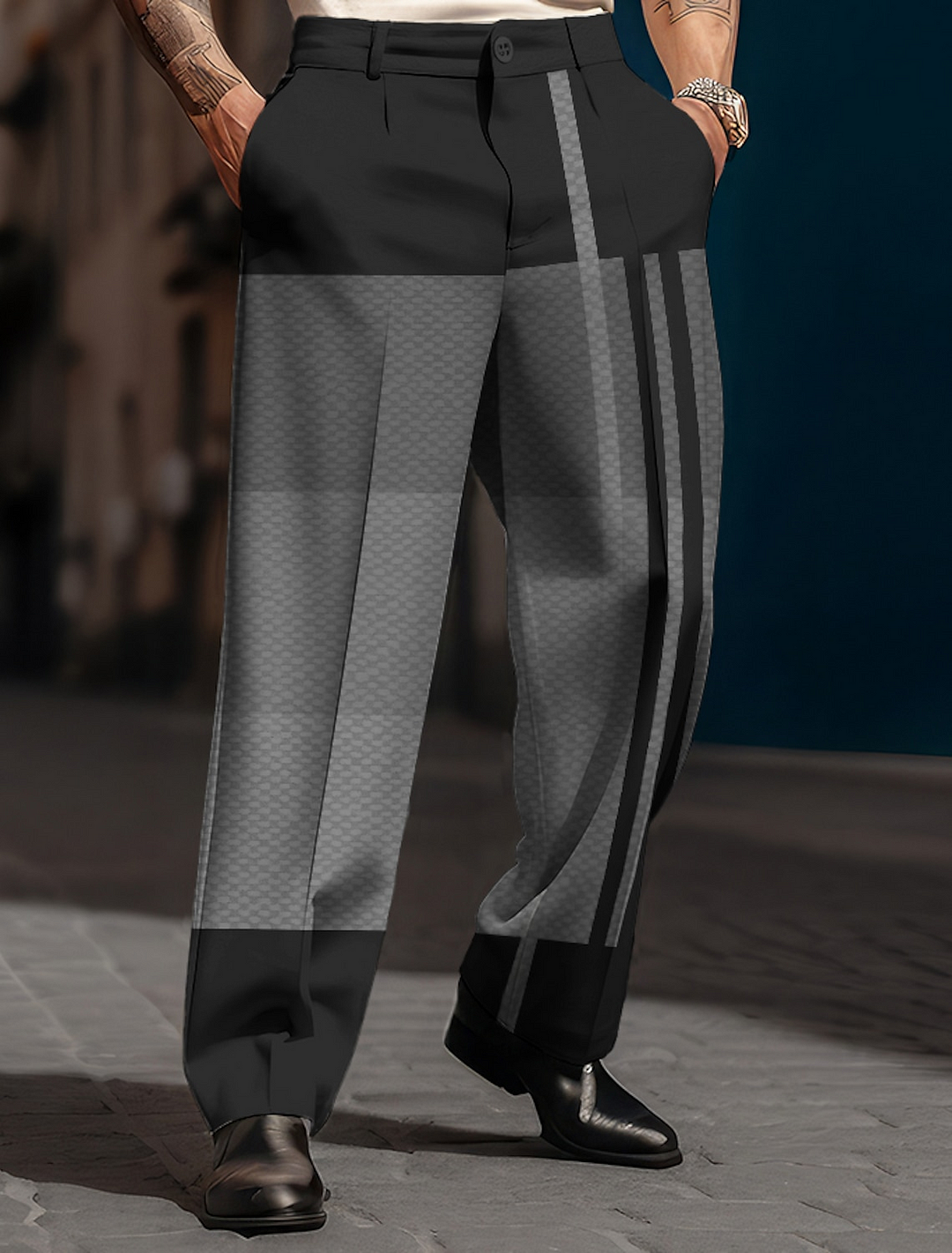 Suitmens Men's Geometric Casual 3D Printed Street Pants