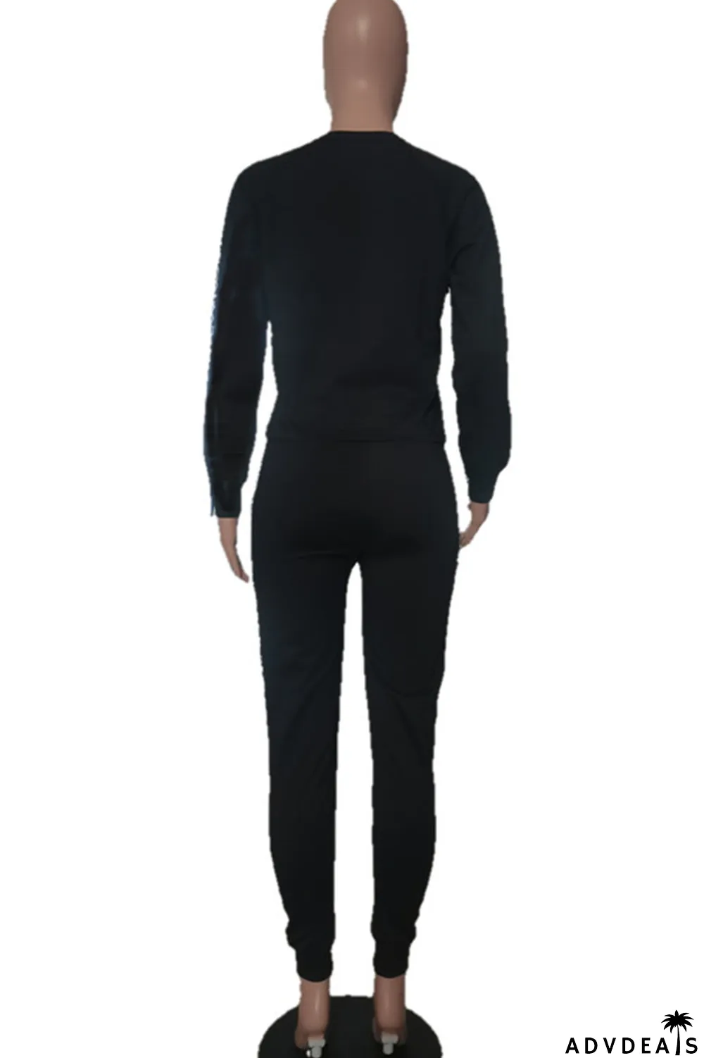 Grey Casual Print Patchwork O Neck Long Sleeve Two Pieces