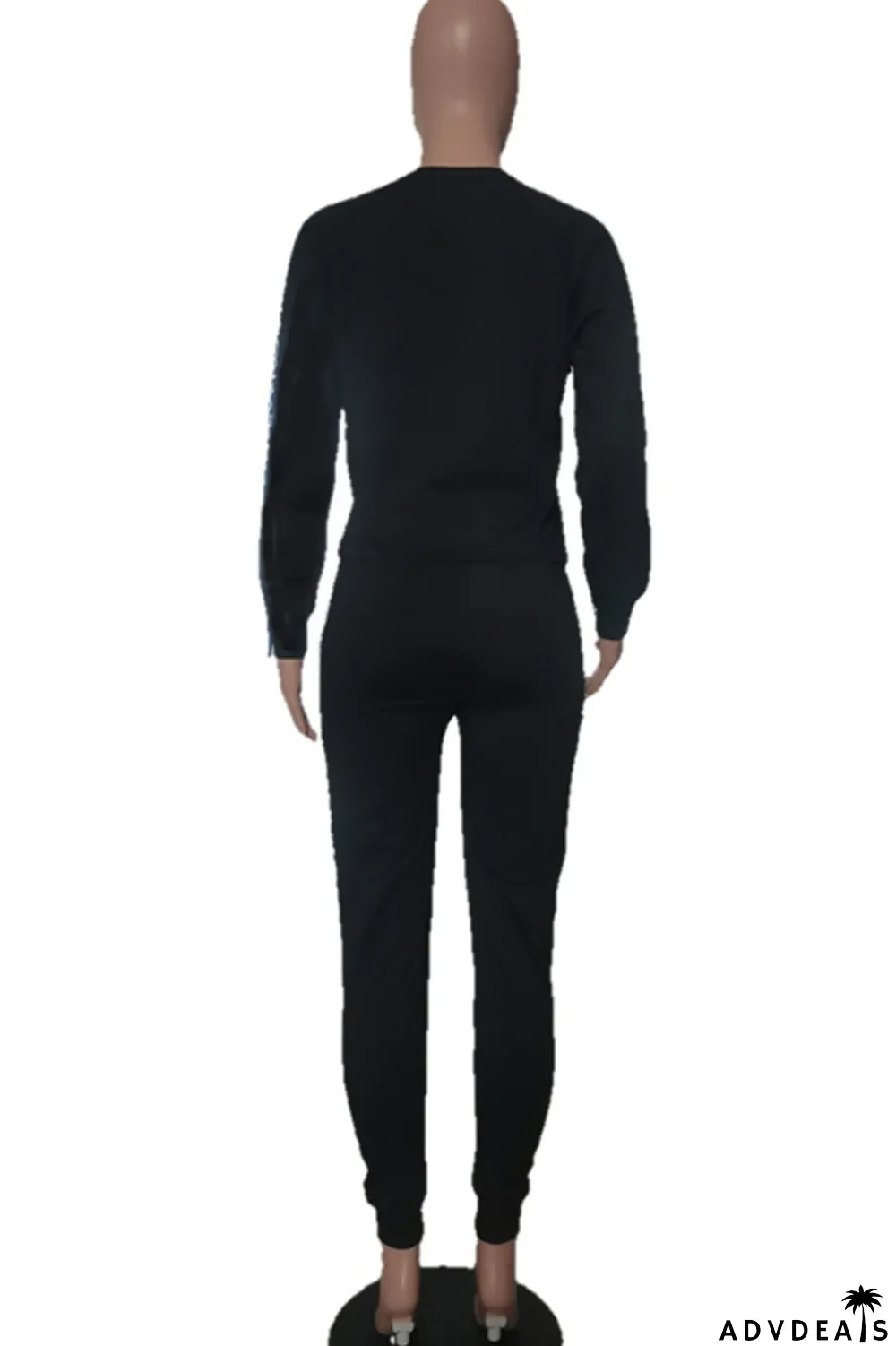 Grey Casual Print Patchwork O Neck Long Sleeve Two Pieces