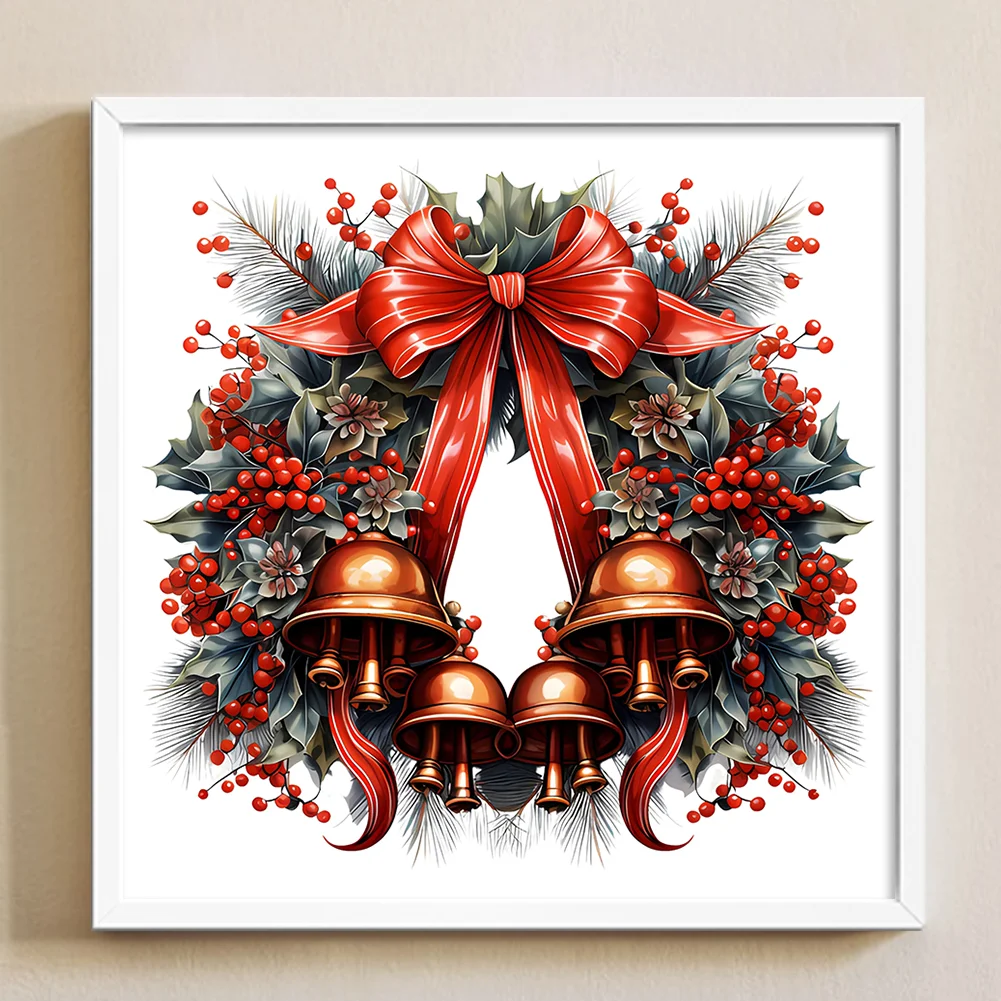 DIY Stamped Cross Stitch 18CT Full Embroidery 30*30cm - Christmas Wreath