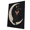 (30x40cm)DIY Pearl Painting Framed Moon Black Cat Handmade Pearl Material Art Kit Living Room Decor