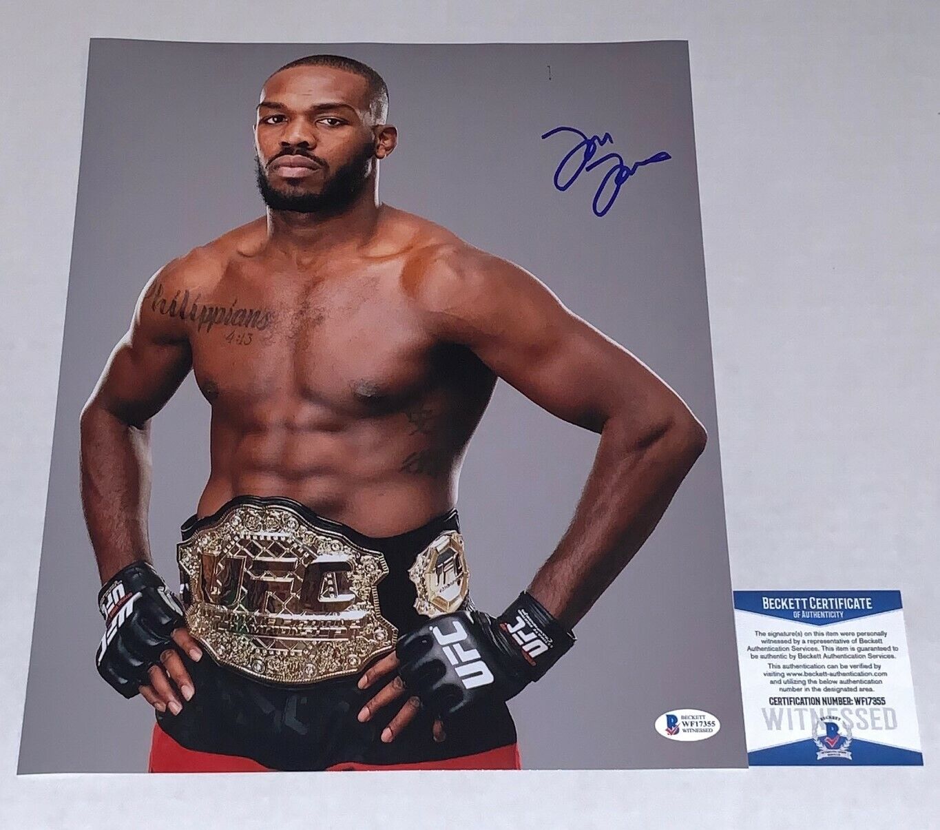 Jon Jones UFC signed MMA 11x14 Photo Poster painting autographed Bones Jones Beckett Witnessed