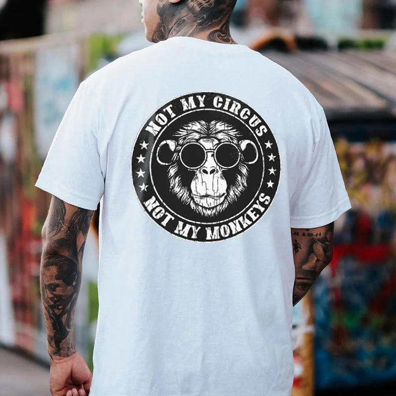 NOT MY CIRCUS NOT MY MONKEYS White Print T-Shirt