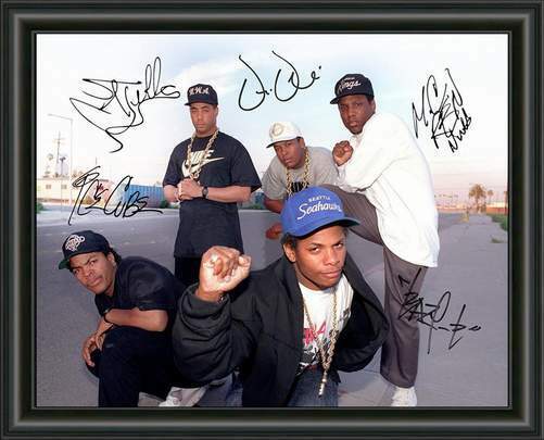 NWA - RAP - DR DRE - EASY E - ICE CUBE - A4 SIGNED Photo Poster painting POSTER -  POSTAGE