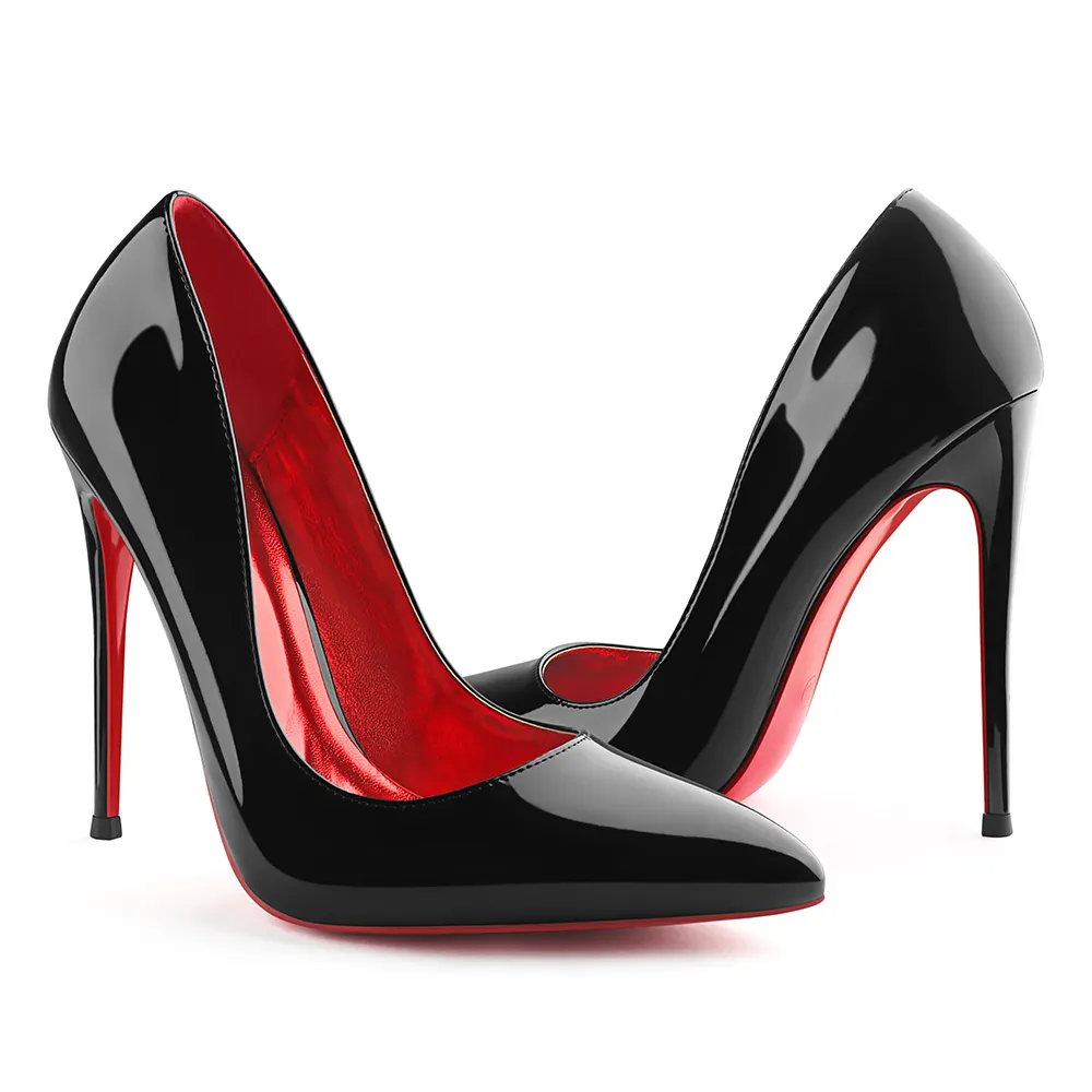 120/100mm Red Bottom Women's Party Wedding Heels Red Lining Patent Pumps-MERUMOTE