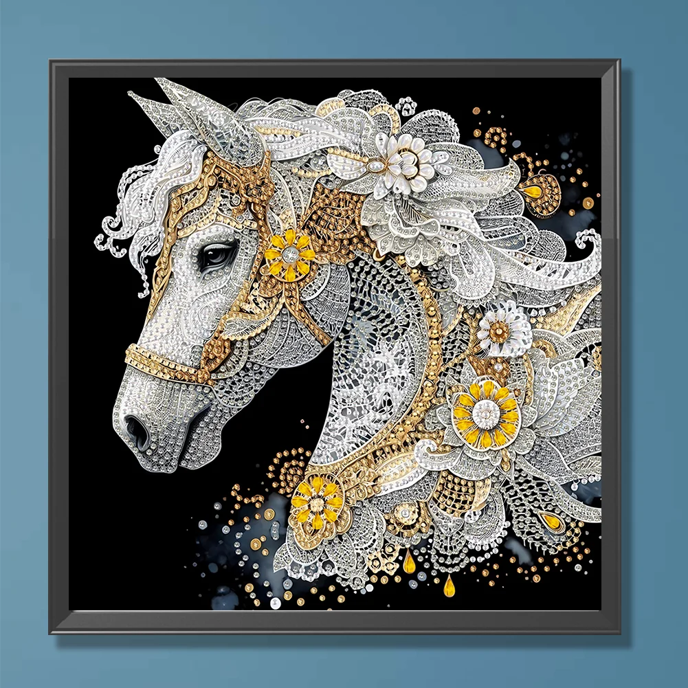 5D DIY Partial Special Shaped Drill Diamond Painting Horse Decoration 30x30cm