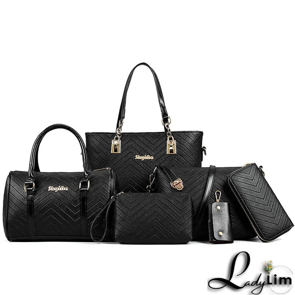 Women's bag fashion trendy embossed six-piece bag one-shoulder Messenger handbag women's bag