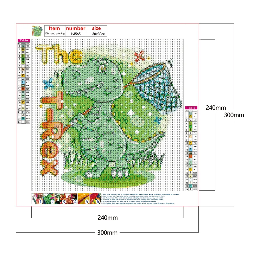 Full Round Diamond Painting 30*30cm - Cartoon Little Dinosaur