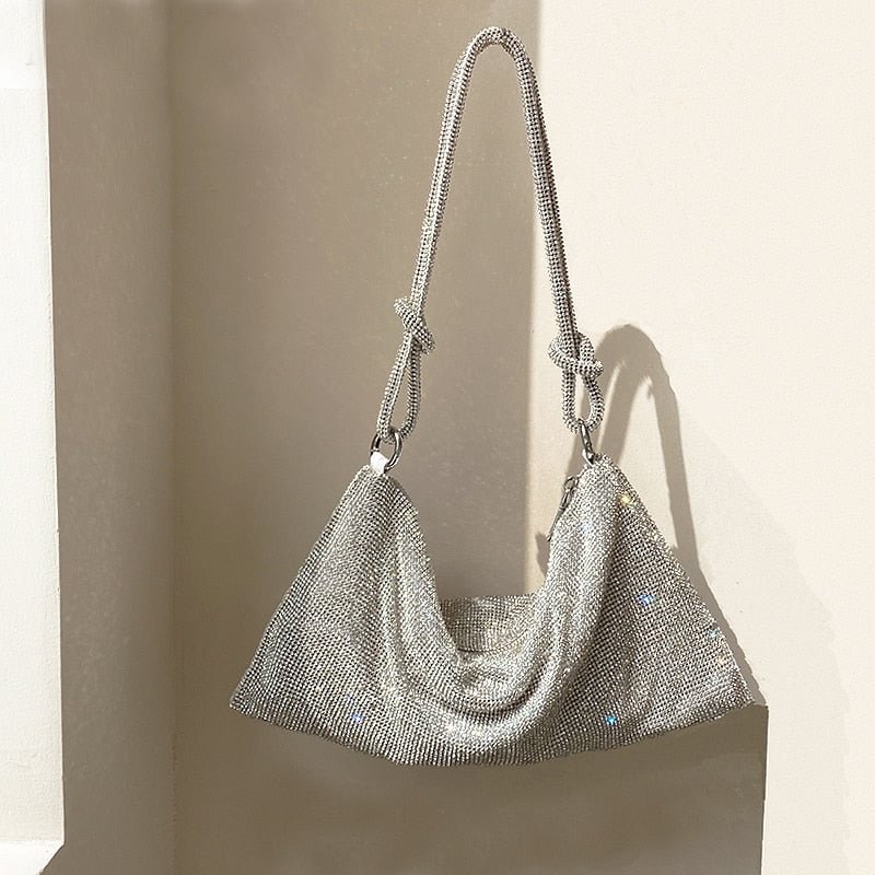 Luxury Designer Purses and Handbags Evening Bags for Women Rhinestone Clutch Purse Ladies Hand Bags Silver Crystal Shoulder Bag