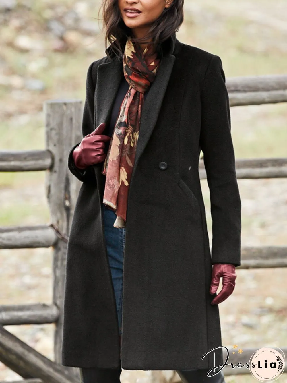 Plain Autumn West Styles/Cows Mid-weight Sports & Outdoor Long sleeve Loose Shawl Collar Woolen Overcoat for Women