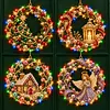 4PCS DIY Christmas Pearl Diamond Painting Acrylic Ornaments with Lights, Pearl & Special Shaped Diamond Wreath Hanging Decorations,Christmas Tree Ornament Kit
