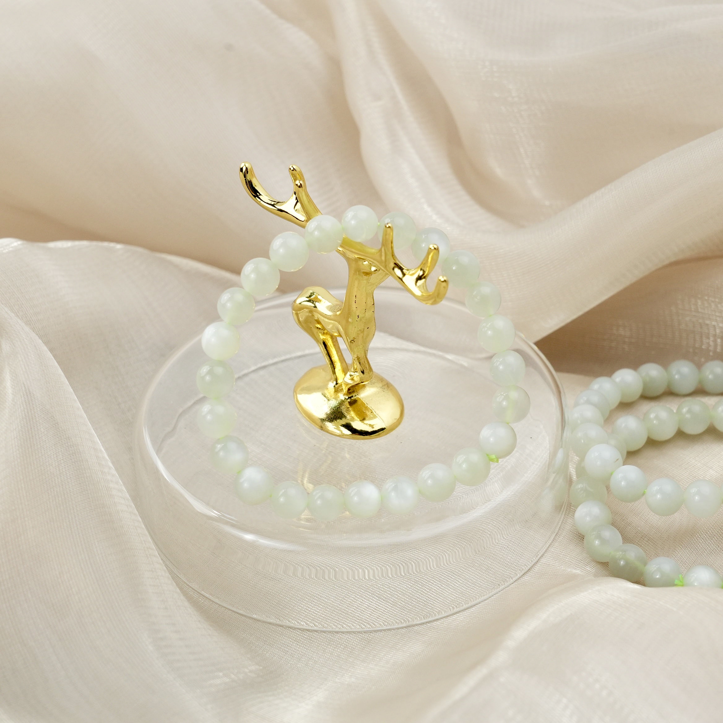 8mm Green Moon Stone Bracelet