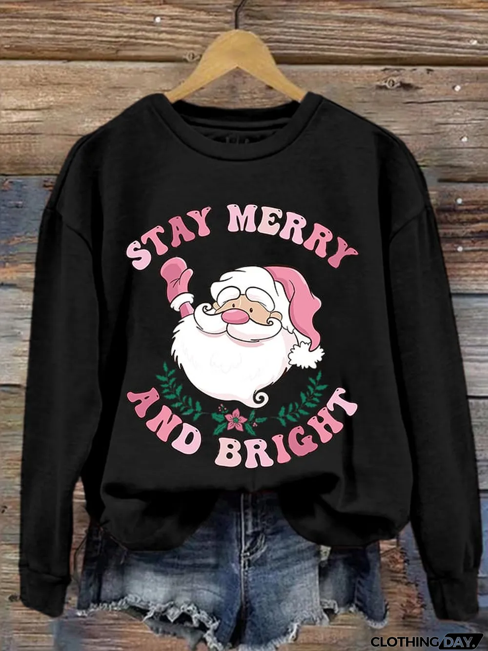 Women's Christmas Stay Merry And Bright Print Sweatshirt