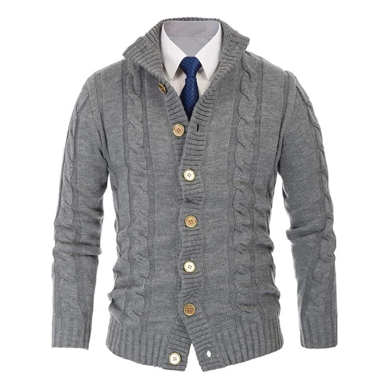 Men's Stand Collar Single Breasted Knitted Cardigan 01379160Z