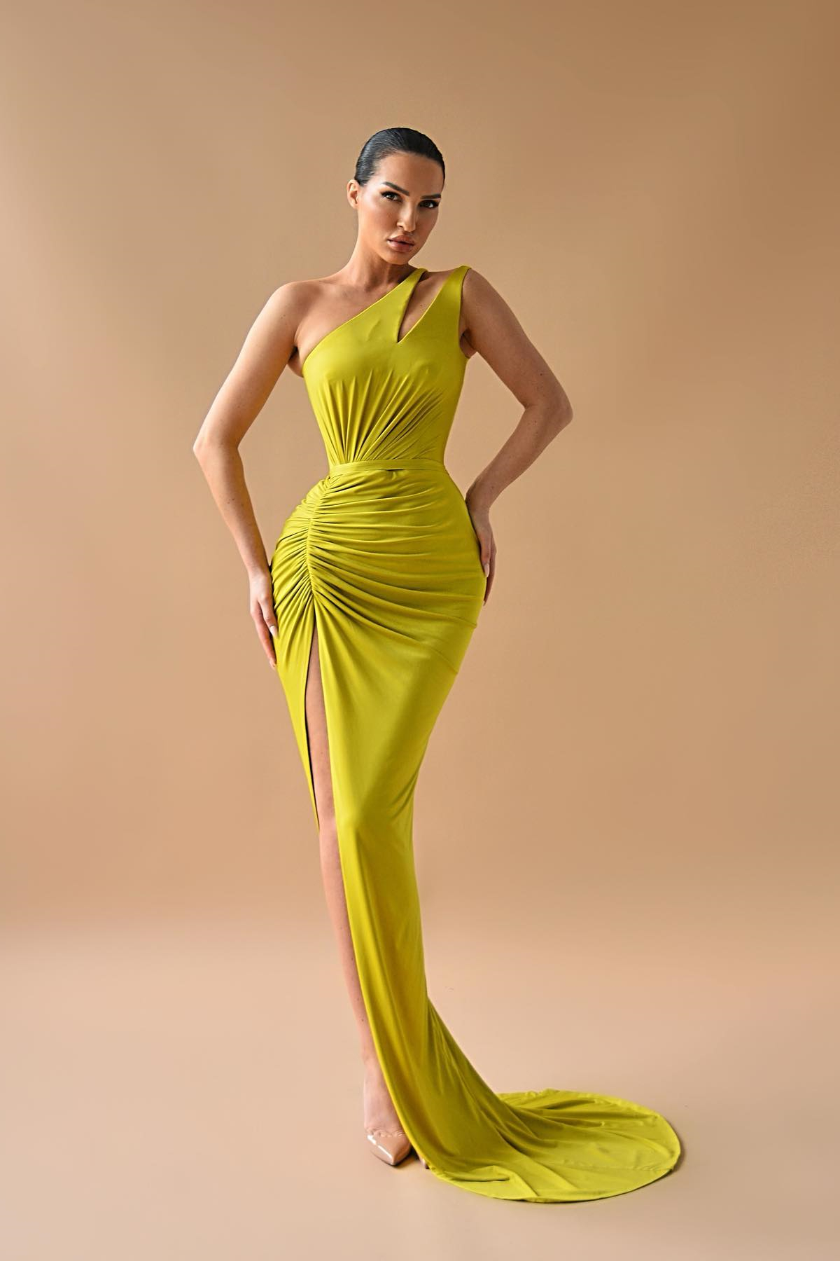 New Arrival One Shoulder Prom Dress Mermaid Long Slit Sleeveless - lulusllly