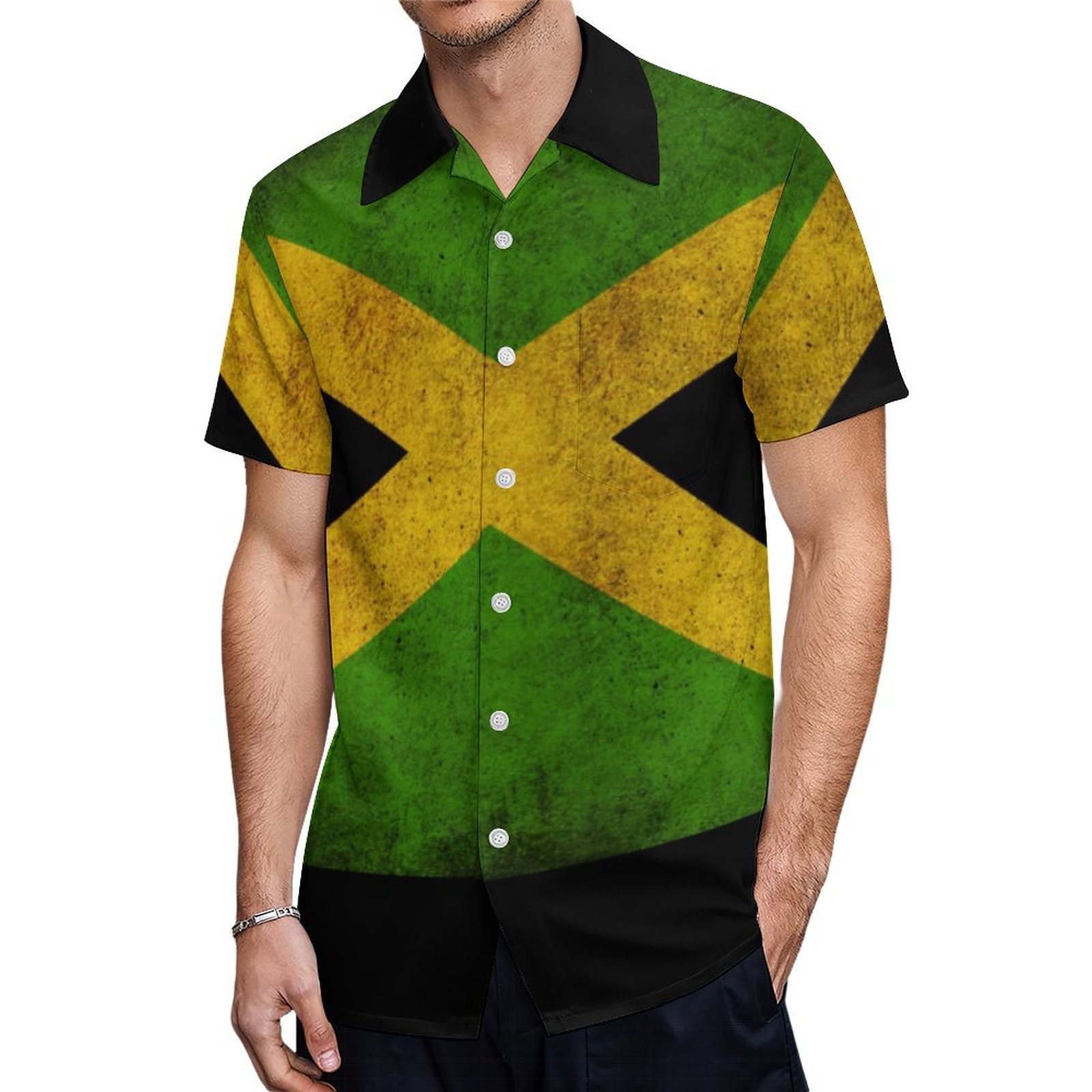 Jamaica Flag Proud Jamaicans Yoga Leggins Hawaiian Shirt Mens Button Down Tropical Hawaii Beach Shirts