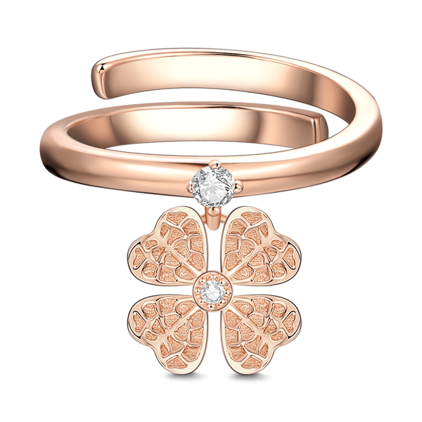 Lucky Clover Ring Rose Gold Plated Silver