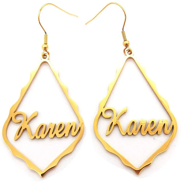 Personalized Name Earrings Customized Drop Dangle Hoop Earrings