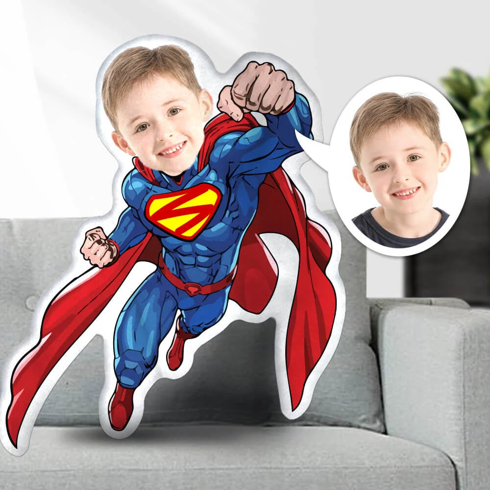 MiniMe Pillow Dolls Face Body Pillow, My Face Pillow, Custom Pillow, Personalized Photo Pillow Gift Pillow Toy, Superhero, The Flying Super Man, MiniMe Pillow Dolls and Toys