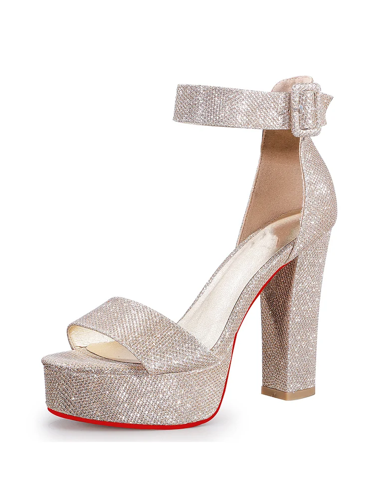 120mm Women's  Platform Chunky High Heels Dress Sandals Peep Toe Ankle Strap Wedding Party Evening Shoes Red Bottom Pumps