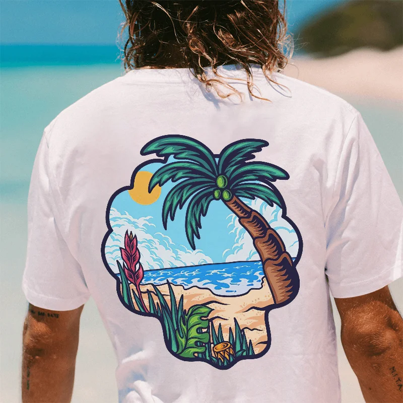 Mens Short Sleeves Printed Surfing T-shirt