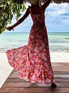 Floral-Print Flared Sleeves Bohemia Maxi Dress
