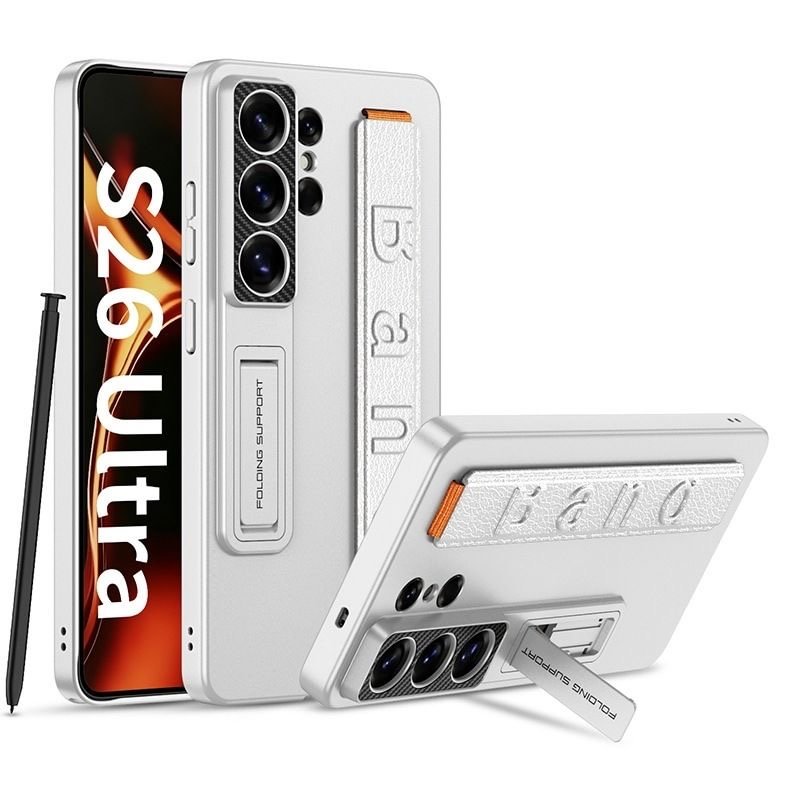 Suitable for S26 Ultra phone case, ultra-thin stand, elastic wrist strap, precision hole, shockproof protective case