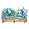 (US Local)Marine Animal DIY Diamond Painting Hanging Hook No Hole Punching Wall Decoration