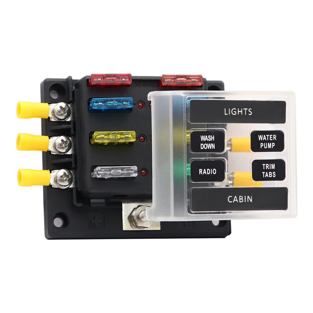 

Dual-Use Cover 32V 6-Way Blade Fuse Box Block Wire Lug Fuse Kit Car Boat, 501 Original