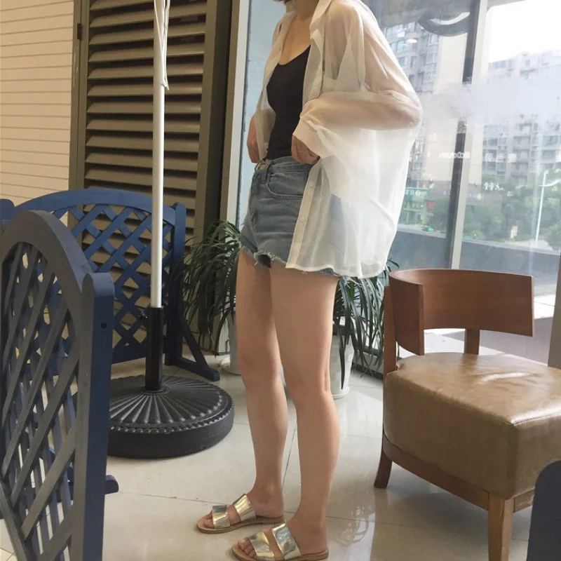 Uveng Uveng Summer Sunscreen Women's Korean Version Of Loose BF With Ultra-Thin Open-Shirt Long-Sleeved Shirt Short Coat Student Tide