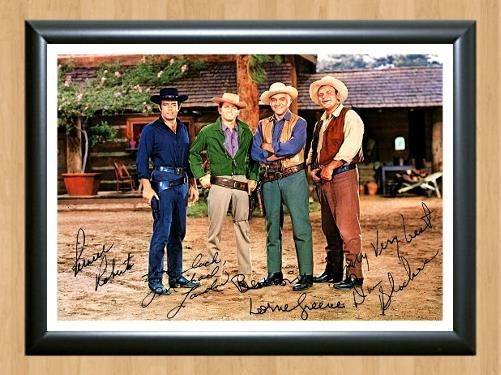 Bonanza Michael Landon Cast Signed Autographed Photo Poster painting Poster Print Memorabilia A4 Size