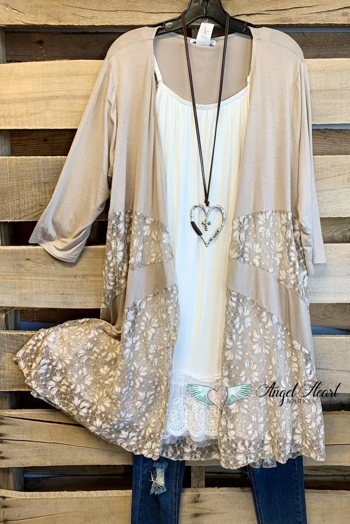 Sweet Smiles Lace Cardigan - Mocha
