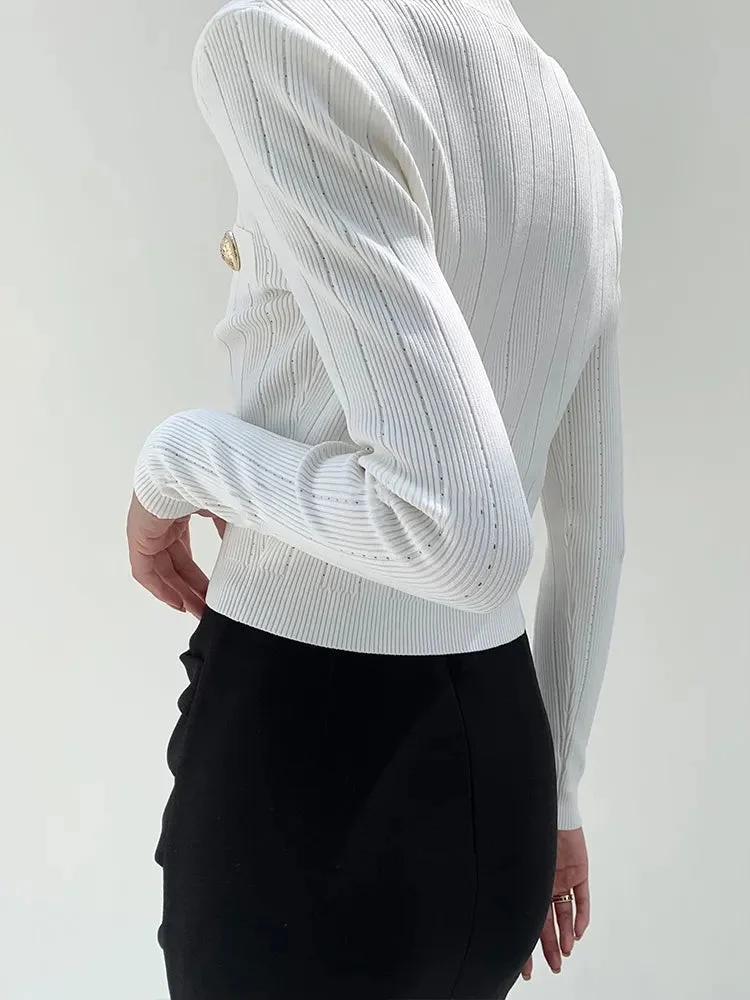 Oocharger Black Knitting Sweater For Women V Neck Long Sleeve Solid Minimalsit Elegant Cardigan Female Clothing Fashion Style
